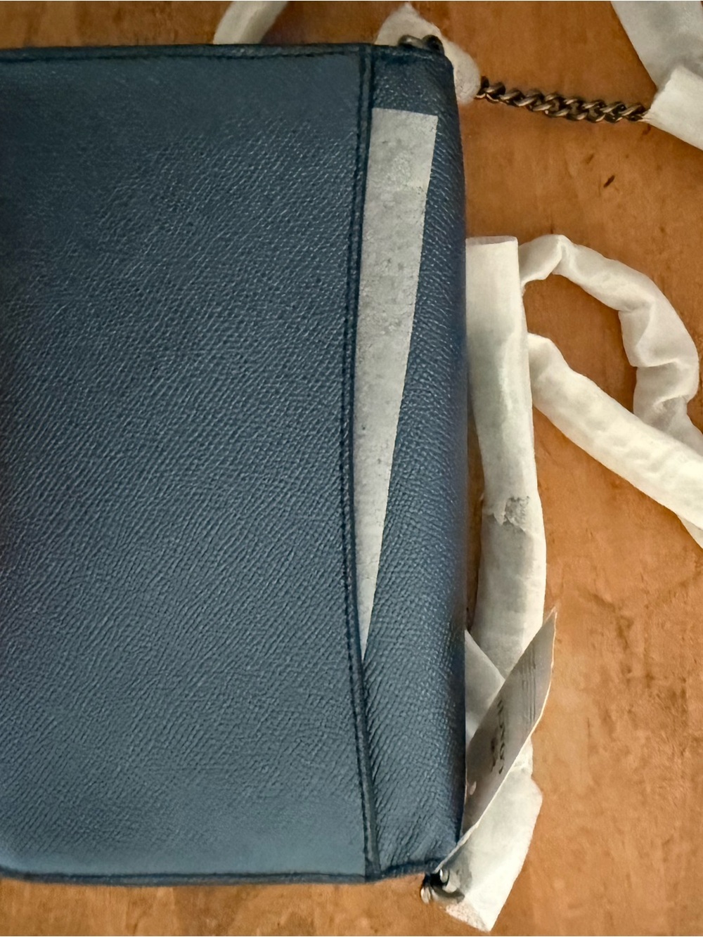 NWT Coach Limited Edition Bear Appliqué Chain Crossbody Metallic Blue - Picture 3 of 4